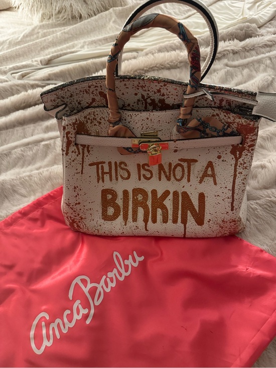 Anca Barbu Handbags - LIMITED EDITION Anca Bordiu White & Tan 'This Is Not A Birkin' Statement Satchel